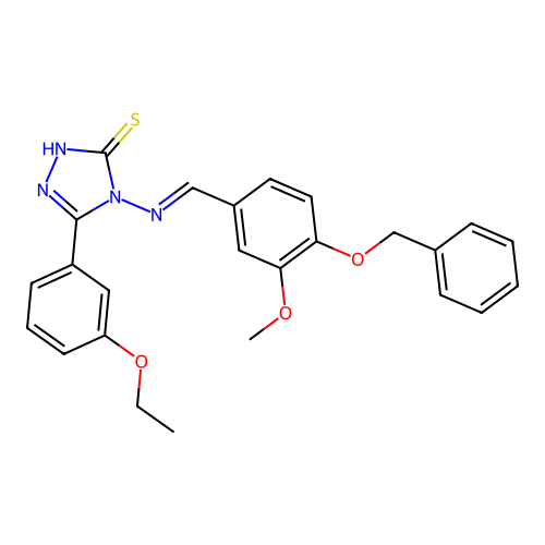 (E)-4-((4-(benzyloxy)-3-methoxybenzylidene)amino)-5-(3-ethoxyphenyl)-4H-1,2,4-triazole-3-thiol structure