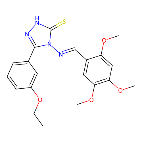 (E)-5-(3-ethoxyphenyl)-4-((2,4,5-trimethoxybenzylidene)amino)-4H-1,2,4-triazole-3-thiol structure