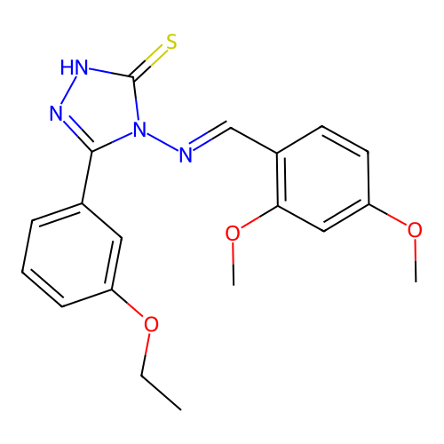 (E)-4-((2,4-dimethoxybenzylidene)amino)-5-(3-ethoxyphenyl)-4H-1,2,4-triazole-3-thiol structure