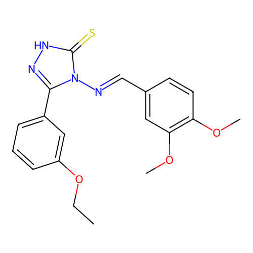 (E)-4-((3,4-dimethoxybenzylidene)amino)-5-(3-ethoxyphenyl)-4H-1,2,4-triazole-3-thiol structure