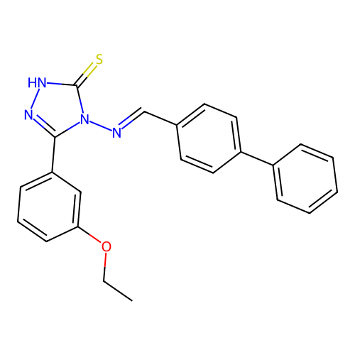 4-(((1,1'-Biphenyl)-4-ylmethylene)amino)5-(3-ethoxy-PH)4H-1,2,4-triazole-3-thiol structure