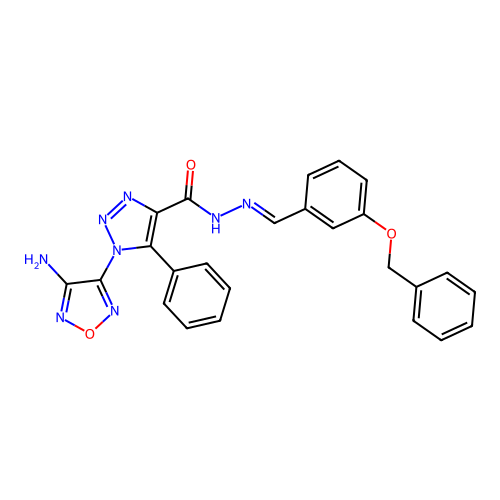 (E)-1-(4-amino-1,2,5-oxadiazol-3-yl)-N'-(3-(benzyloxy)benzylidene)-5-phenyl-1H-1,2,3-triazole-4-carbohydrazide structure