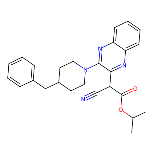 Propan-2-yl [3-(4-benzylpiperidin-1-yl)quinoxalin-2-yl](cyano)acetate structure