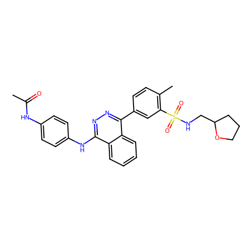 N-[4-[[4-[4-methyl-3-(oxolan-2-ylmethylsulfamoyl)phenyl]phthalazin-1-yl]amino]phenyl]acetamide structure