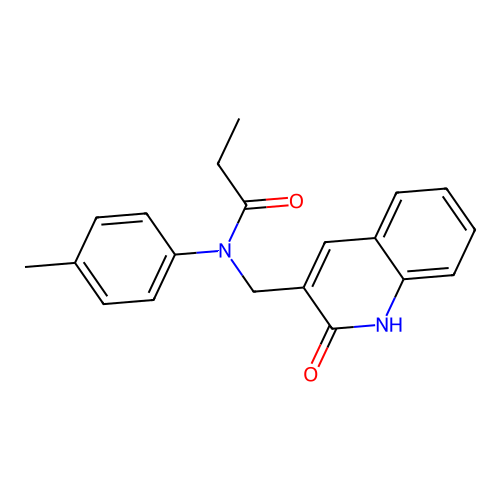 N-(4-methylphenyl)-N-[(2-oxo-1H-quinolin-3-yl)methyl]propanamide structure