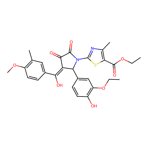 ethyl 2-(2-(3-ethoxy-4-hydroxyphenyl)-4-hydroxy-3-(4-methoxy-3-methylbenzoyl)-5-oxo-2,5-dihydro-1H-pyrrol-1-yl)-4-methylthiazole-5-carboxylate structure