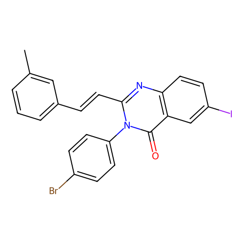 3-(4-bromophenyl)-6-iodo-2-[(E)-2-(3-methylphenyl)ethenyl]quinazolin-4(3H)-one structure