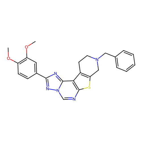 9-benzyl-2-(3,4-dimethoxyphenyl)-8,9,10,11-tetrahydropyrido[4',3':4,5]thieno[3,2-e][1,2,4]triazolo[1,5-c]pyrimidine structure