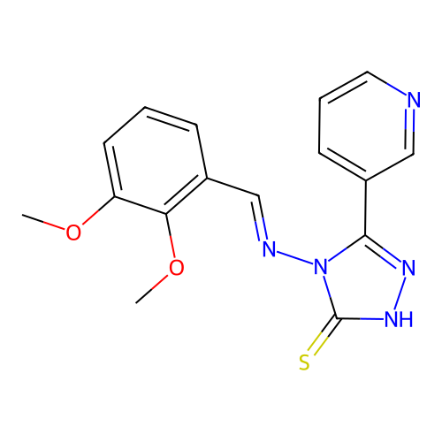 (E)-4-((2,3-dimethoxybenzylidene)amino)-5-(pyridin-3-yl)-4H-1,2,4-triazole-3-thiol structure