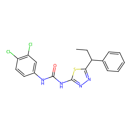 1-(3,4-Dichlorophenyl)-3-(5-(1-phenylpropyl)-1,3,4-thiadiazol-2-yl)urea structure