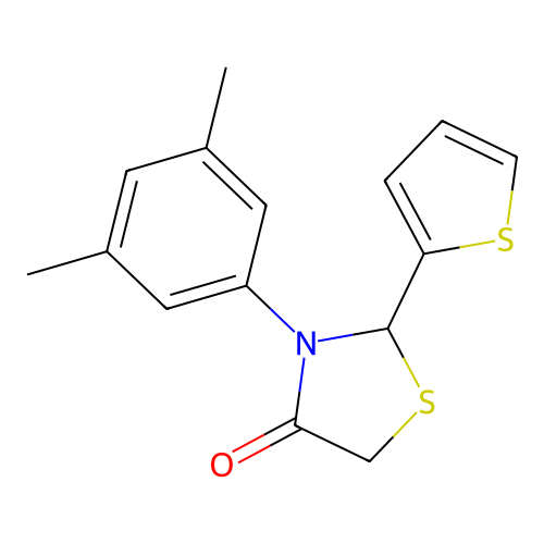 3-(3,5-Dimethylphenyl)-2-thiophen-2-yl-1,3-thiazolidin-4-one structure
