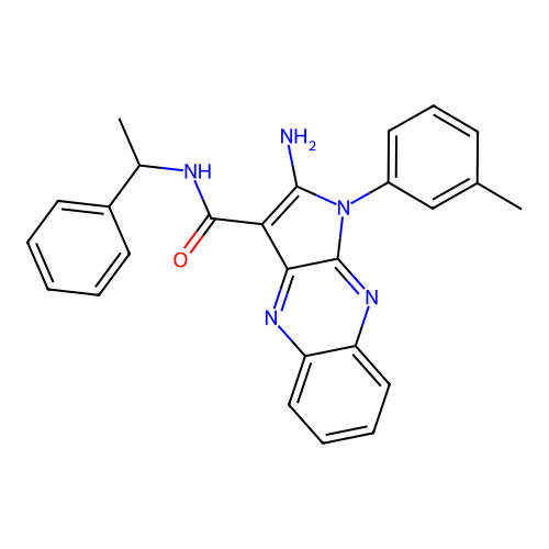 2-amino-1-(3-methylphenyl)-N-(1-phenylethyl)-1H-pyrrolo[2,3-b]quinoxaline-3-carboxamide structure
