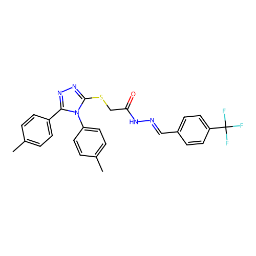 2-{[4,5-bis(4-methylphenyl)-4H-1,2,4-triazol-3-yl]sulfanyl}-N'-{(E)-[4-(trifluoromethyl)phenyl]methylidene}acetohydrazide structure