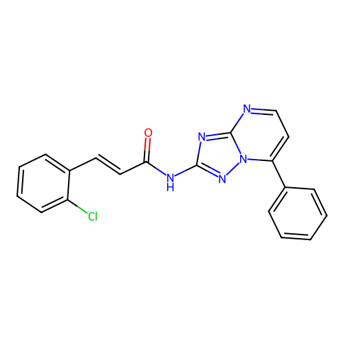 (2E)-3-(2-chlorophenyl)-N-(7-phenyl[1,2,4]triazolo[1,5-a]pyrimidin-2-yl)prop-2-enamide structure