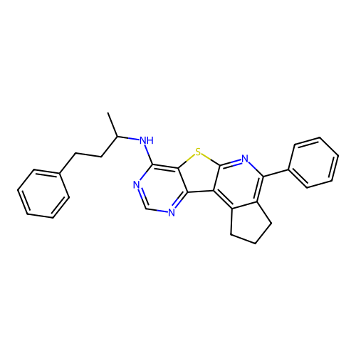 4-phenyl-N-(4-phenylbutan-2-yl)-2,3-dihydro-1H-cyclopenta[4',5']pyrido[3',2':4,5]thieno[3,2-d]pyrimidin-7-amine structure