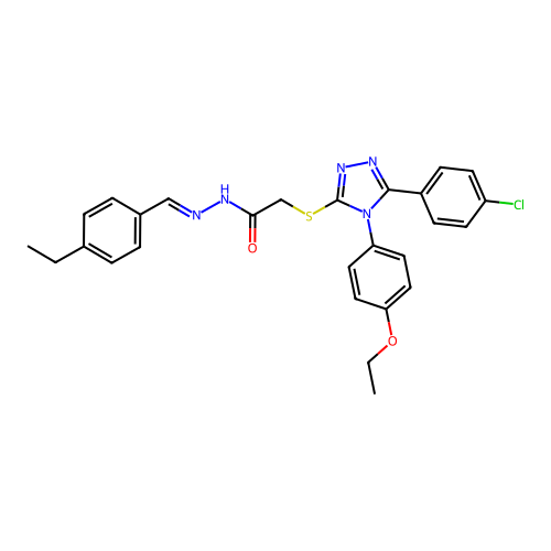 2-{[5-(4-chlorophenyl)-4-(4-ethoxyphenyl)-4H-1,2,4-triazol-3-yl]sulfanyl}-N'-[(E)-(4-ethylphenyl)methylidene]acetohydrazide structure