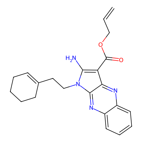 allyl 2-amino-1-(2-(cyclohex-1-en-1-yl)ethyl)-1H-pyrrolo[2,3-b]quinoxaline-3-carboxylate structure