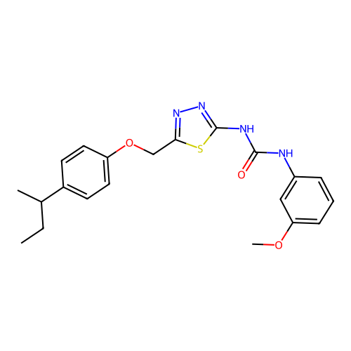 1-(5-((4-(sec-butyl)phenoxy)methyl)-1,3,4-thiadiazol-2-yl)-3-(3-methoxyphenyl)urea structure