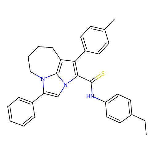 N-(4-ethylphenyl)-1-(4-methylphenyl)-4-phenyl-5,6,7,8-tetrahydro-2a,4a-diazacyclopenta[cd]azulene-2-carbothioamide structure