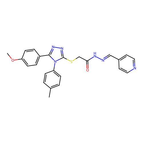2-{[5-(4-methoxyphenyl)-4-(4-methylphenyl)-4H-1,2,4-triazol-3-yl]sulfanyl}-N'-[(E)-pyridin-4-ylmethylidene]acetohydrazide structure