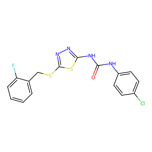 1-(4-Chlorophenyl)-3-{5-[(2-fluorobenzyl)sulfanyl]-1,3,4-thiadiazol-2-yl}urea structure