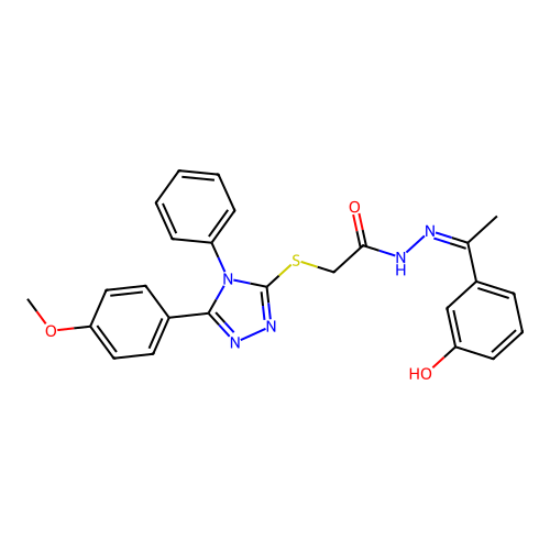 (Z)-N'-(1-(3-hydroxyphenyl)ethylidene)-2-((5-(4-methoxyphenyl)-4-phenyl-4H-1,2,4-triazol-3-yl)thio)acetohydrazide structure
