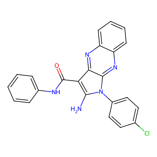 2-amino-1-(4-chlorophenyl)-N-phenyl-1H-pyrrolo[2,3-b]quinoxaline-3-carboxamide structure
