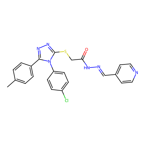 2-{[4-(4-chlorophenyl)-5-(4-methylphenyl)-4H-1,2,4-triazol-3-yl]sulfanyl}-N'-[(E)-pyridin-4-ylmethylidene]acetohydrazide structure