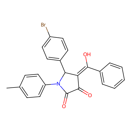 (4E)-5-(4-bromophenyl)-4-[hydroxy(phenyl)methylidene]-1-(4-methylphenyl)pyrrolidine-2,3-dione structure