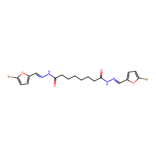 N'~1~,N'~8~-bis[(E)-(5-bromofuran-2-yl)methylidene]octanedihydrazide structure