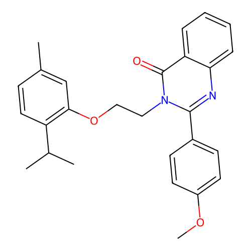 2-(4-methoxyphenyl)-3-[2-(5-methyl-2-propan-2-yl-phenoxy)ethyl]quinazolin-4-one structure