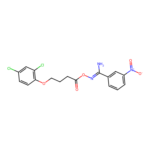 N'-{[4-(2,4-dichlorophenoxy)butanoyl]oxy}-3-nitrobenzenecarboximidamide structure