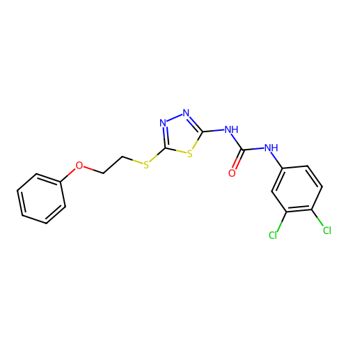 1-(3,4-dichlorophenyl)-3-[5-(2-phenoxyethylsulfanyl)-1,3,4-thiadiazol-2-yl]urea structure