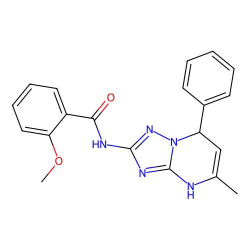 2-methoxy-N-(5-methyl-7-phenyl-4,7-dihydro[1,2,4]triazolo[1,5-a]pyrimidin-2-yl)benzamide structure