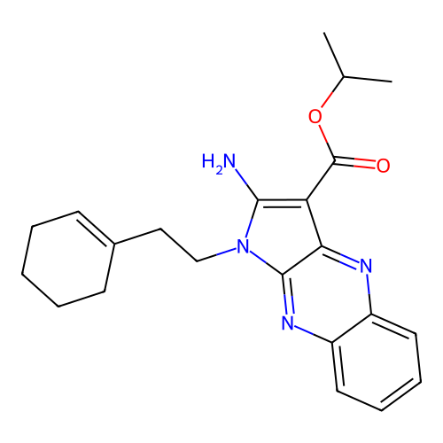 propan-2-yl 2-amino-1-[2-(cyclohexen-1-yl)ethyl]pyrrolo[3,2-b]quinoxaline-3-carboxylate structure