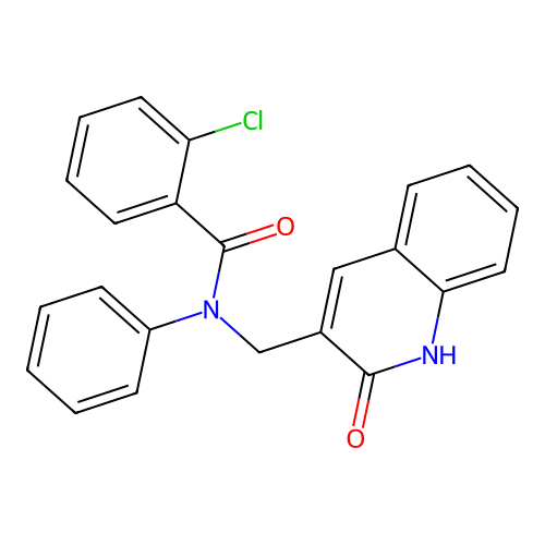 2-chloro-N-[(2-oxo-1H-quinolin-3-yl)methyl]-N-phenylbenzamide structure