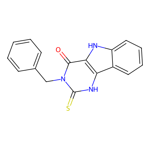 3-benzyl-2-sulfanyl-3,5-dihydro-4H-pyrimido[5,4-b]indol-4-one structure