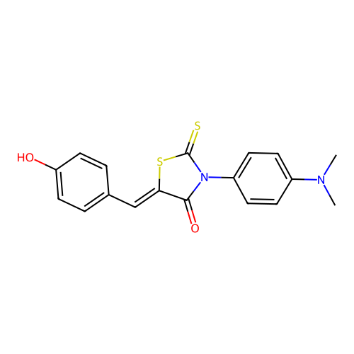 (5Z)-3-[4-(dimethylamino)phenyl]-5-(4-hydroxybenzylidene)-2-thioxo-1,3-thiazolidin-4-one structure
