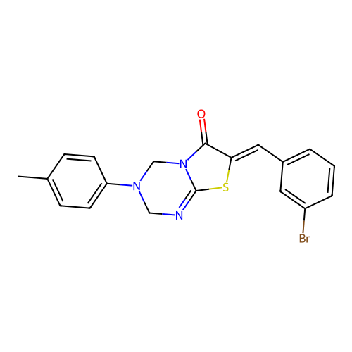 (7Z)-7-(3-bromobenzylidene)-3-(4-methylphenyl)-3,4-dihydro-2H-[1,3]thiazolo[3,2-a][1,3,5]triazin-6(7H)-one structure