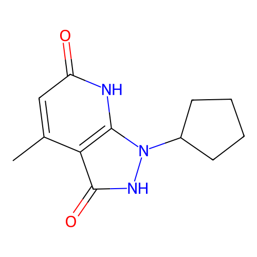 1-cyclopentyl-3-hydroxy-4-methyl-1,7-dihydro-6H-pyrazolo[3,4-b]pyridin-6-one structure