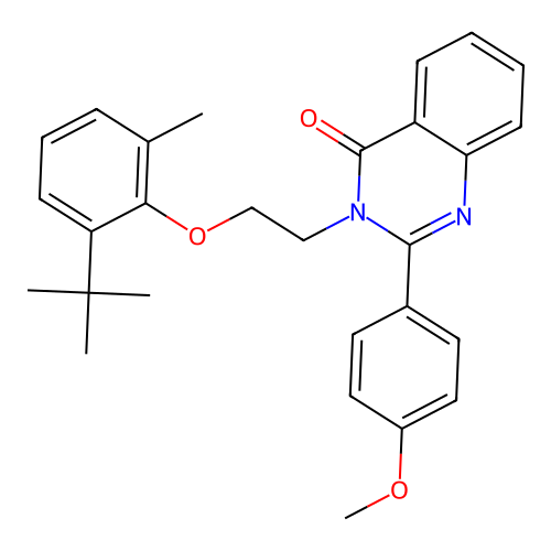 2-(4-methoxyphenyl)-3-[2-(2-methyl-6-tert-butyl-phenoxy)ethyl]quinazolin-4-one structure