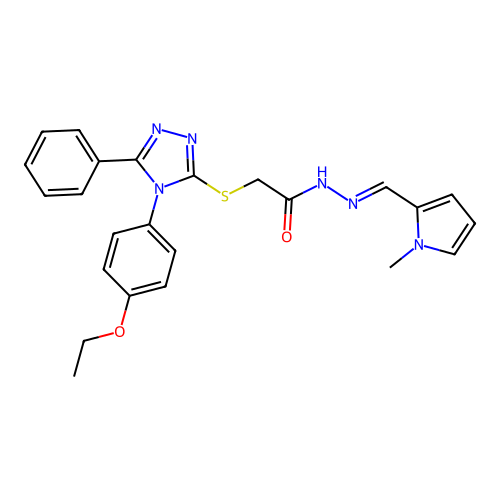 2-{[4-(4-ethoxyphenyl)-5-phenyl-4H-1,2,4-triazol-3-yl]sulfanyl}-N'-[(E)-(1-methyl-1H-pyrrol-2-yl)methylidene]acetohydrazide structure