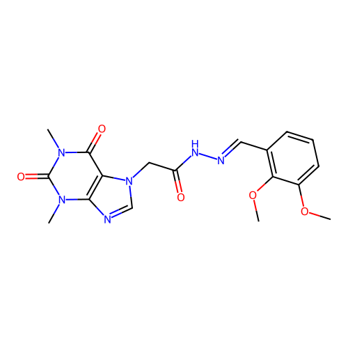 N'-[(E)-(2,3-dimethoxyphenyl)methylidene]-2-(1,3-dimethyl-2,6-dioxo-1,2,3,6-tetrahydro-7H-purin-7-yl)acetohydrazide structure