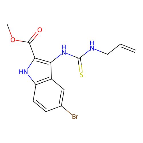 methyl 5-bromo-3-[(prop-2-en-1-ylcarbamothioyl)amino]-1H-indole-2-carboxylate structure