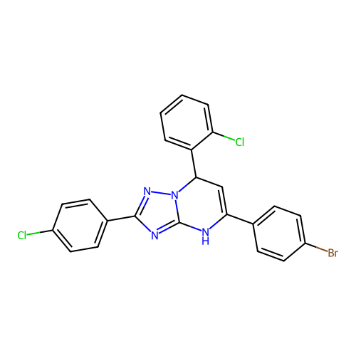 5-(4-bromophenyl)-7-(2-chlorophenyl)-2-(4-chlorophenyl)-1,7-dihydro-[1,2,4]triazolo[1,5-a]pyrimidine structure