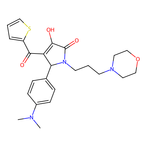 2-(4-dimethylaminophenyl)-4-hydroxy-1-(3-morpholin-4-ylpropyl)-3-(thiophene-2-carbonyl)-2H-pyrrol-5-one structure