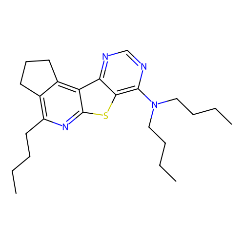 N,N,4-tributyl-2,3-dihydro-1H-cyclopenta[4',5']pyrido[3',2':4,5]thieno[3,2-d]pyrimidin-7-amine structure