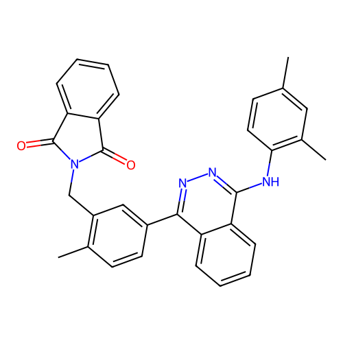 2-(5-(4-((2,4-dimethylphenyl)amino)phthalazin-1-yl)-2-methylbenzyl)isoindoline-1,3-dione structure