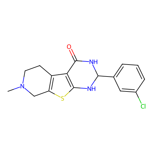 2-(3-chlorophenyl)-7-methyl-1,2,5,6,7,8-hexahydropyrido[4',3':4,5]thieno[2,3-d]pyrimidin-4-ol structure
