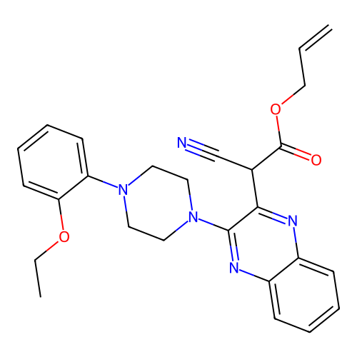 prop-2-enyl 2-cyano-2-[3-[4-(2-ethoxyphenyl)piperazin-1-yl]quinoxalin-2-yl]acetate structure